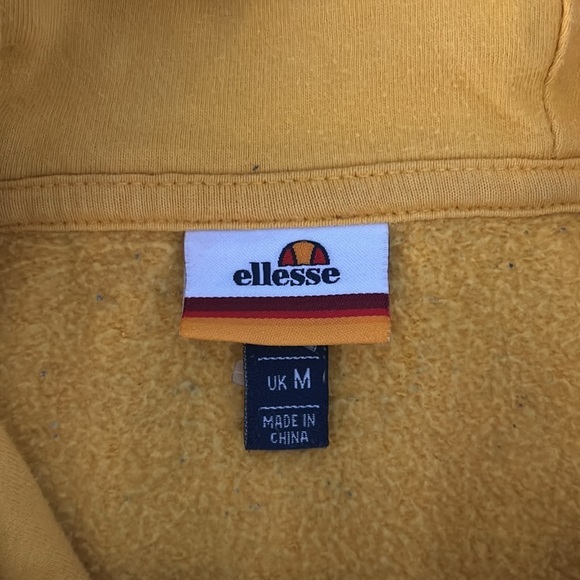 Ellesse Yellow Hoodie Front Logo Drawstring Size Medium Unisex - Picture 6 of 7